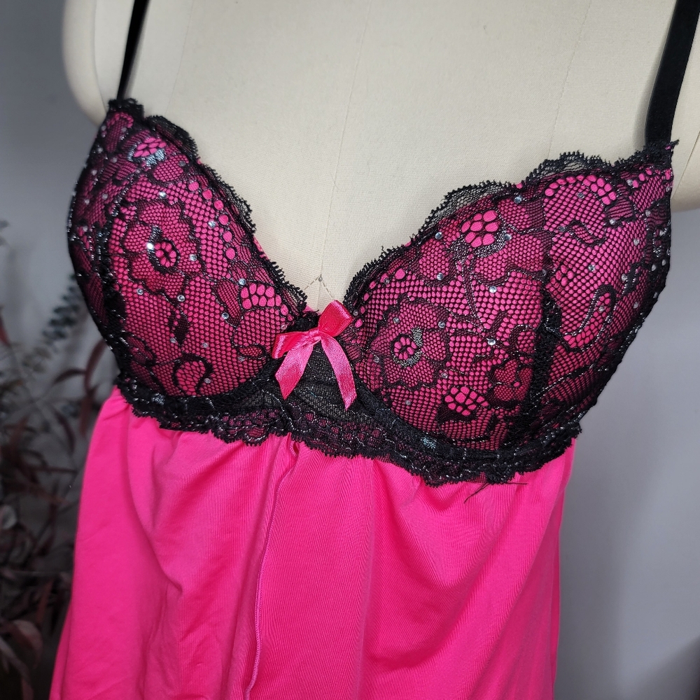Hot Kiss Babydoll Lingerie Top Pink Size Medium - Picture 7 of 10
